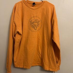 Vibrant Orange Long Sleeve Tee with Bear Graphic